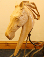 Handcarved horses head carved in ash wood