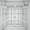 Hand drawn design of entranceway panelling and double doors